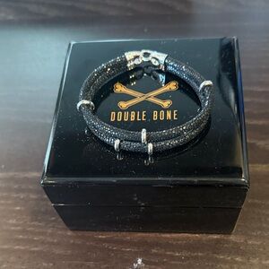 Double Bone Black and Silver Bracelet